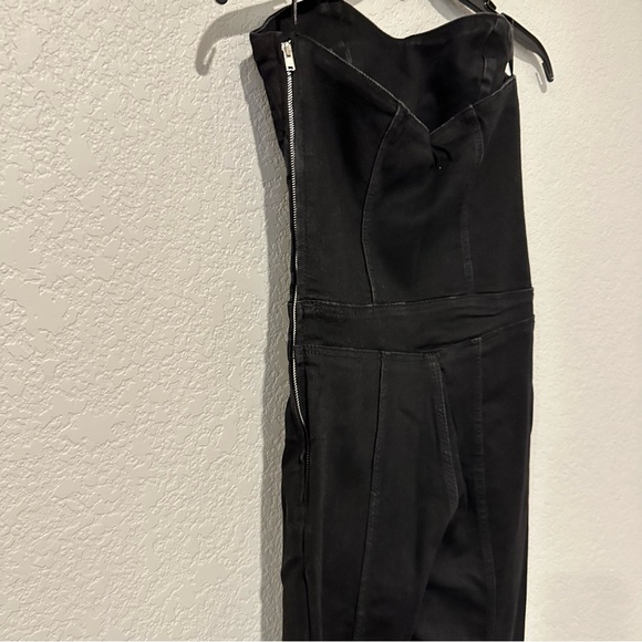 New Zara Strapless Black Denim TRF Stretchy Jumpsuit Small Medium 8197/249 - Picture 8 of 13